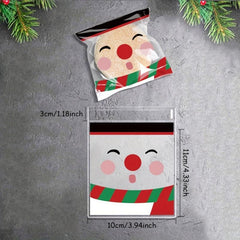 50Pcs Christmas Self-Adhesive Candy Cookie Packaging Bags Navidad Supplies