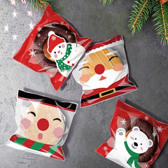50Pcs Christmas Self-Adhesive Candy Cookie Packaging Bags Navidad Supplies
