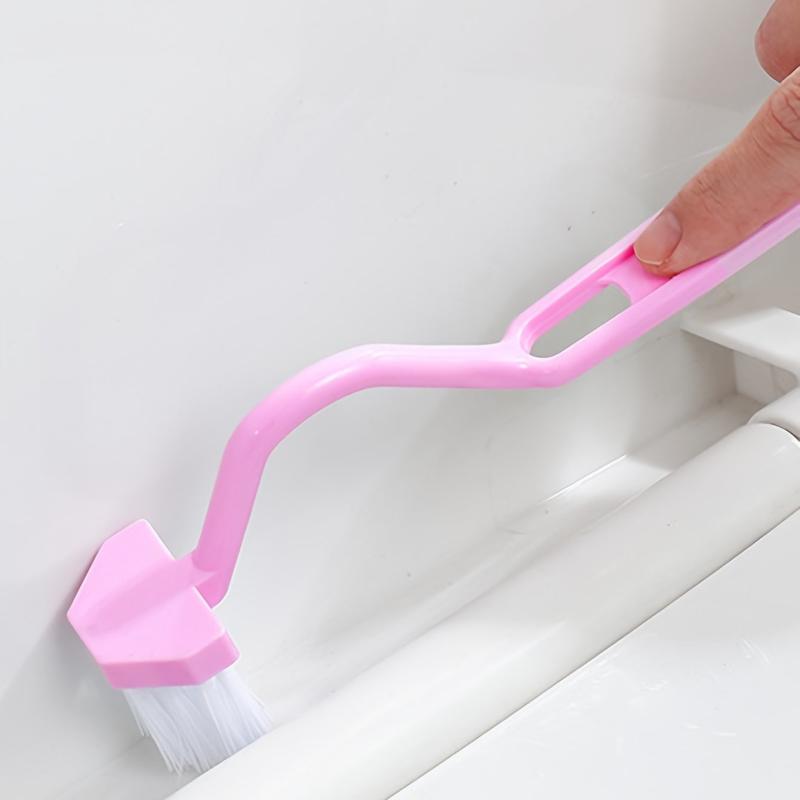 Toilet Rim Edge Brush Curved Handle Cleaning Brush Scrubber Corner Brush