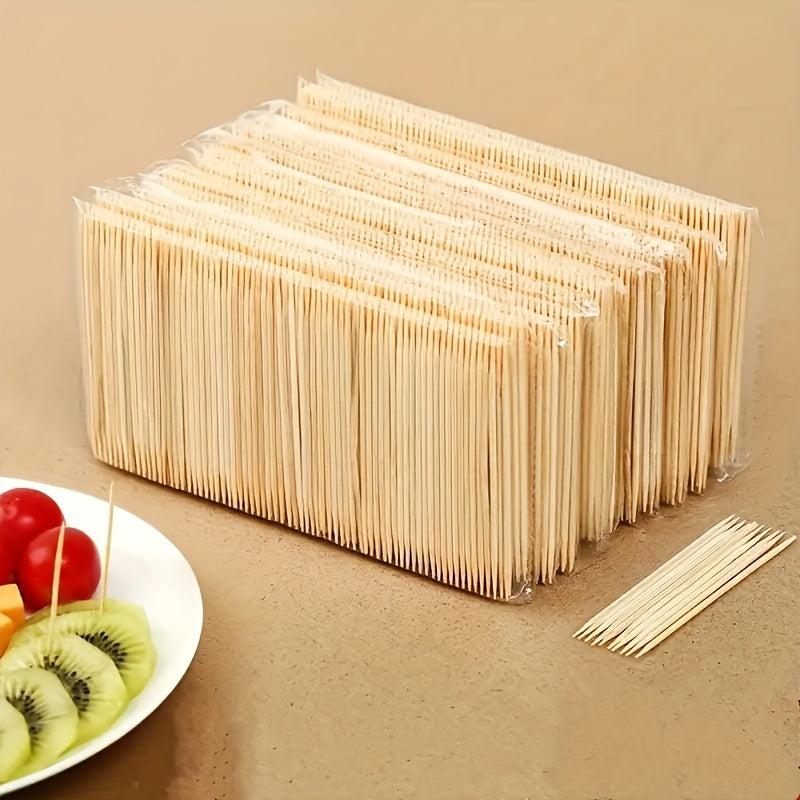 200 Double-headed Bamboo Toothpicks Dental Cleaning Fruit Fork Portable