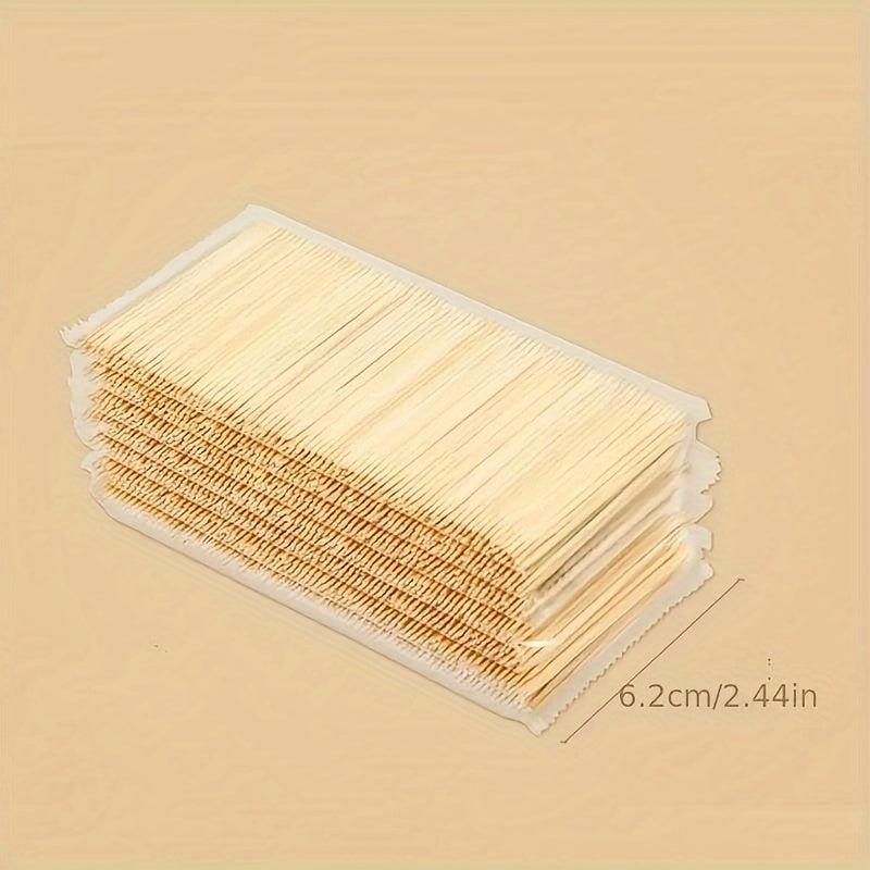 200 Double-headed Bamboo Toothpicks Dental Cleaning Fruit Fork Portable
