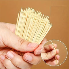 200 Double-headed Bamboo Toothpicks Dental Cleaning Fruit Fork Portable