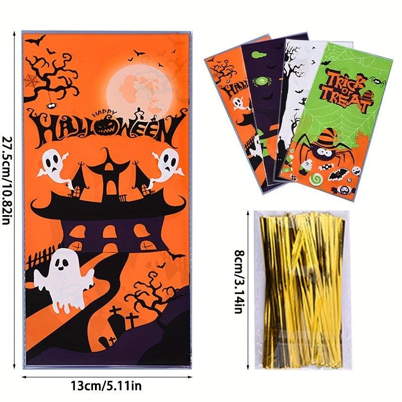 50pcs Halloween Treat Bags 4 Styles Candy Gift Food Bag Tote Bag Children's Holi