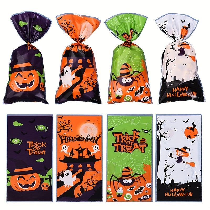 50pcs Halloween Treat Bags 4 Styles Candy Gift Food Bag Tote Bag Children's Holi