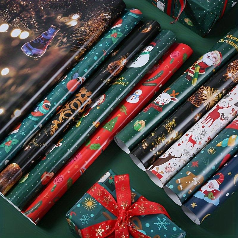 5pcs Christmas Gift Wrapping Paper with Christmas Tree Elk Design