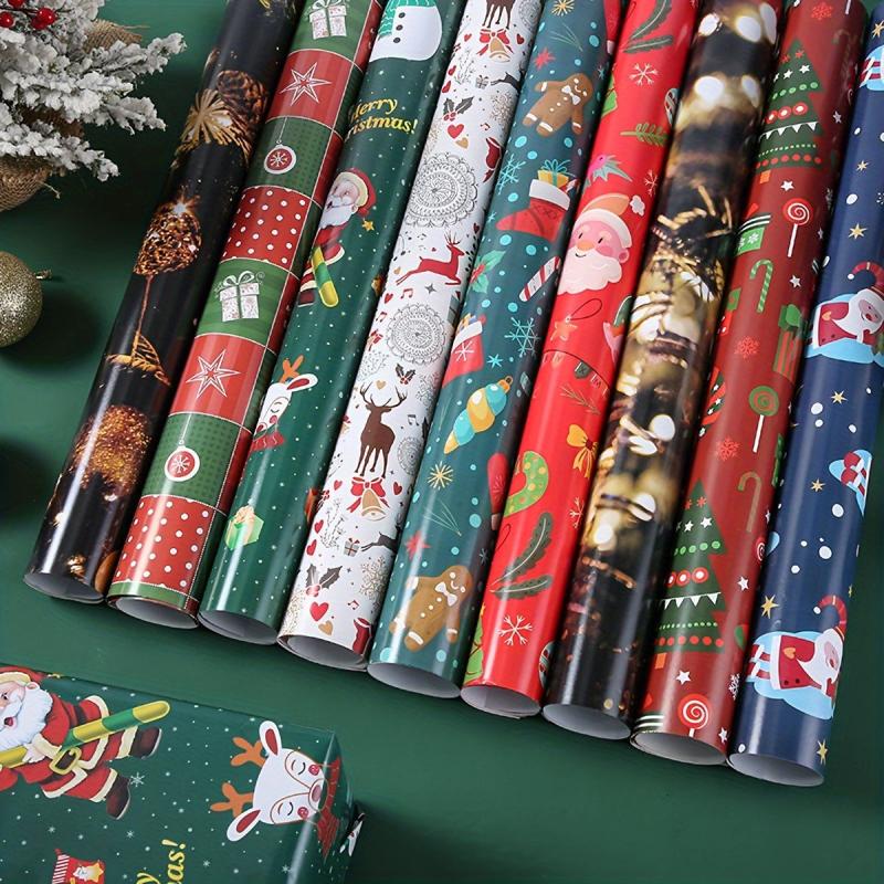 5pcs Christmas Gift Wrapping Paper with Christmas Tree Elk Design