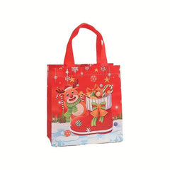 4pcs Christmas Waterproof Gift Bags Tote Bags, Non Woven Christmas Bags