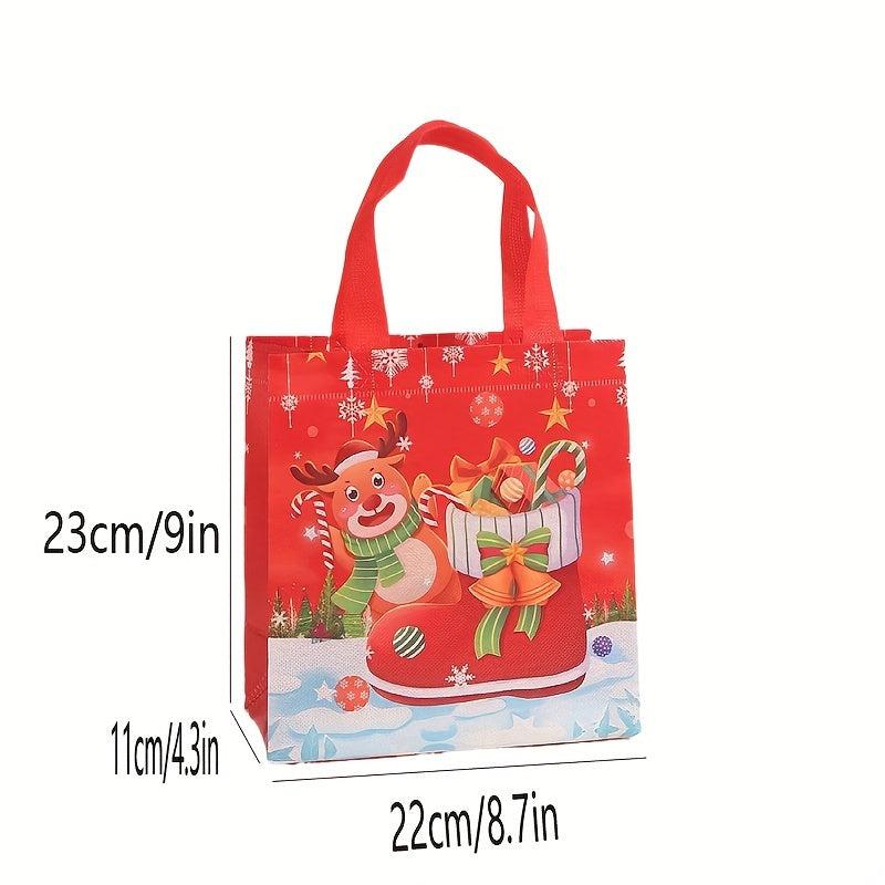 4pcs Christmas Waterproof Gift Bags Tote Bags, Non Woven Christmas Bags