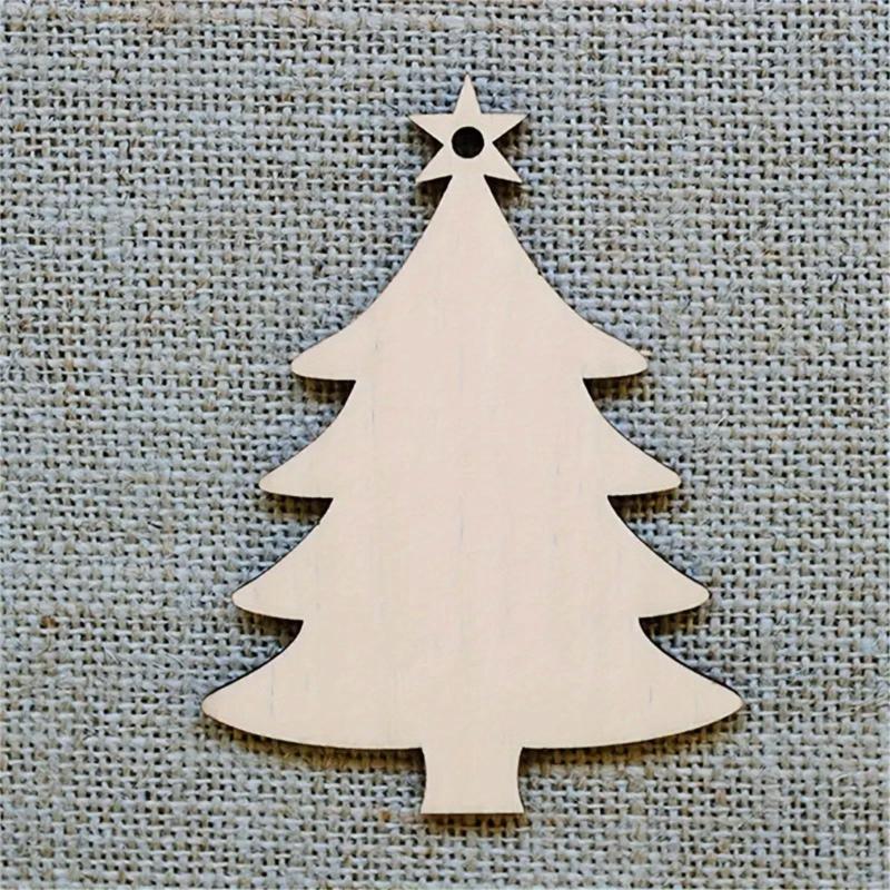 10pcs Unfinished Wooden Mini Christmas Tree Small Pendant DIY Wood Crafts