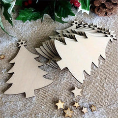 10pcs Unfinished Wooden Mini Christmas Tree Small Pendant DIY Wood Crafts