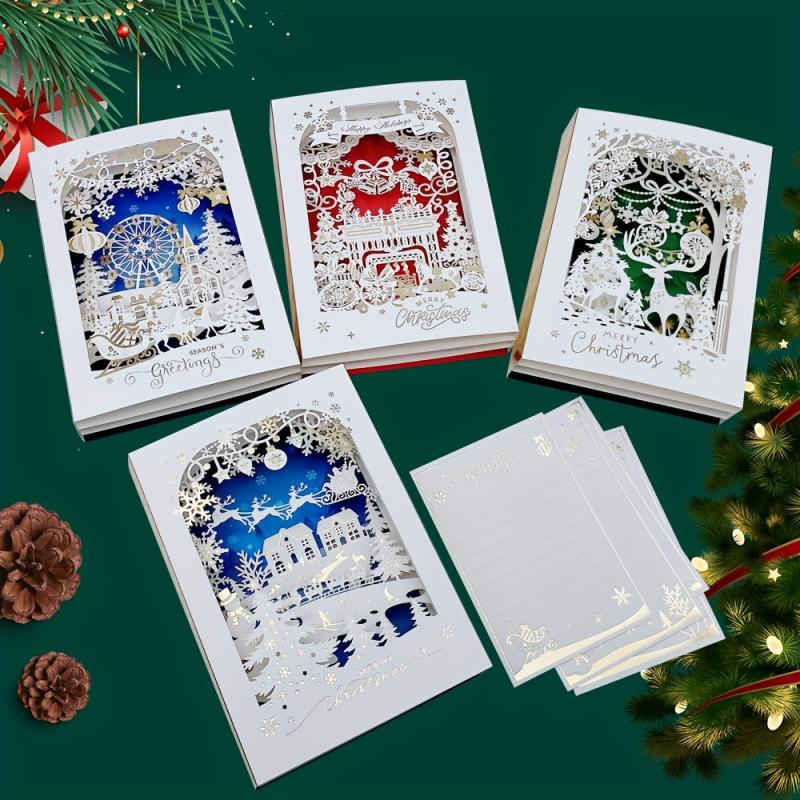 Christmas 3D Ornament Greeting Card Laser Engraving Hot Stamping Process