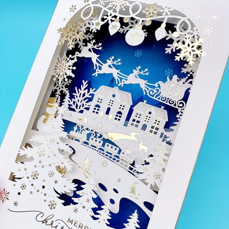 Christmas 3D Ornament Greeting Card Laser Engraving Hot Stamping Process