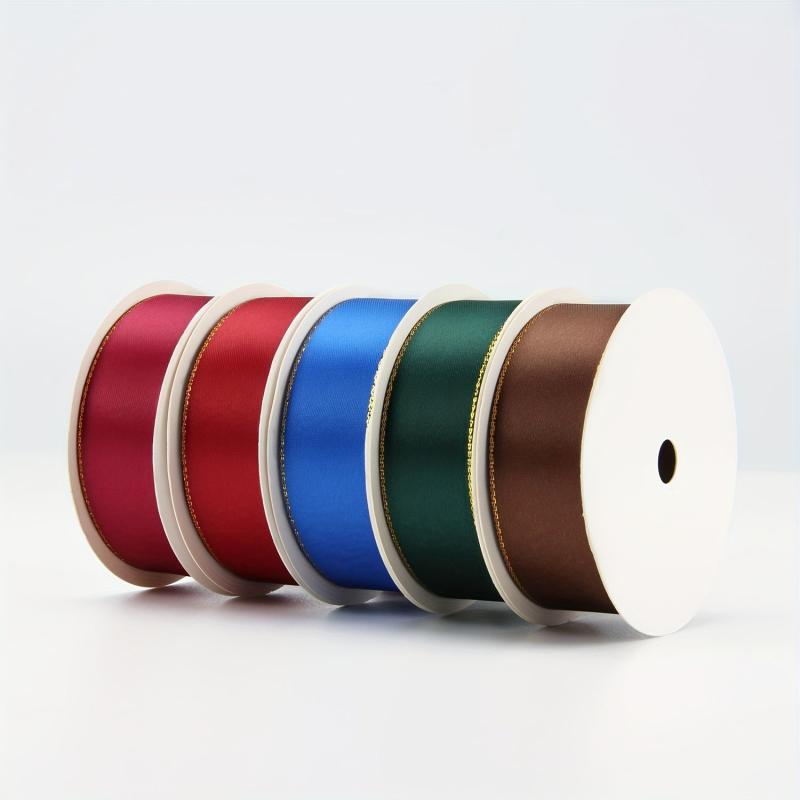 9m Double Sided Golden Edge Ribbon Flower Gift Wrapping