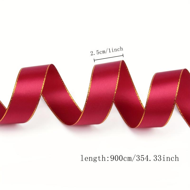 9m Double Sided Golden Edge Ribbon Flower Gift Wrapping