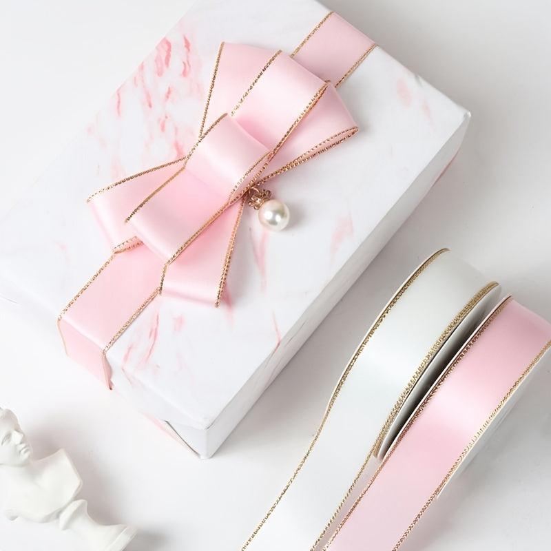 9m Double Sided Golden Edge Ribbon Flower Gift Wrapping