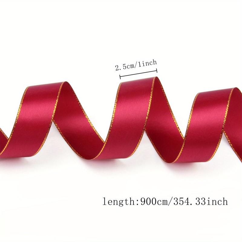 9m Double Sided Golden Edge Ribbon Flower Gift Wrapping