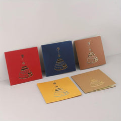 3D Cake Birthday Greeting Card Retro Blessing Gift