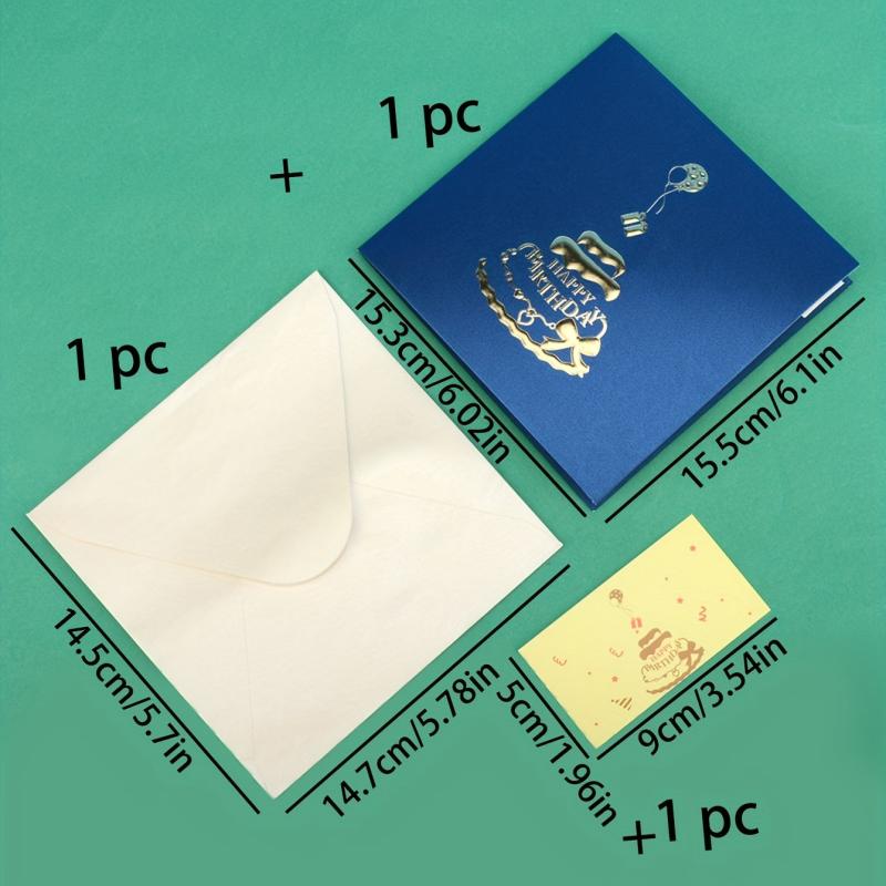 3D Cake Birthday Greeting Card Retro Blessing Gift