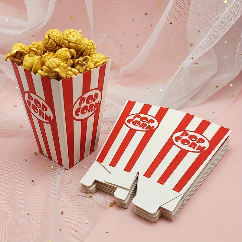 12pc Paper Popcorn Bags Red Strip For Parties Carnivals Movie Theaters