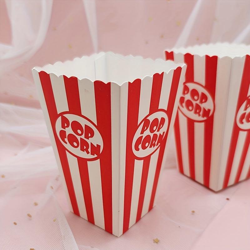 12pc Paper Popcorn Bags Red Strip For Parties Carnivals Movie Theaters