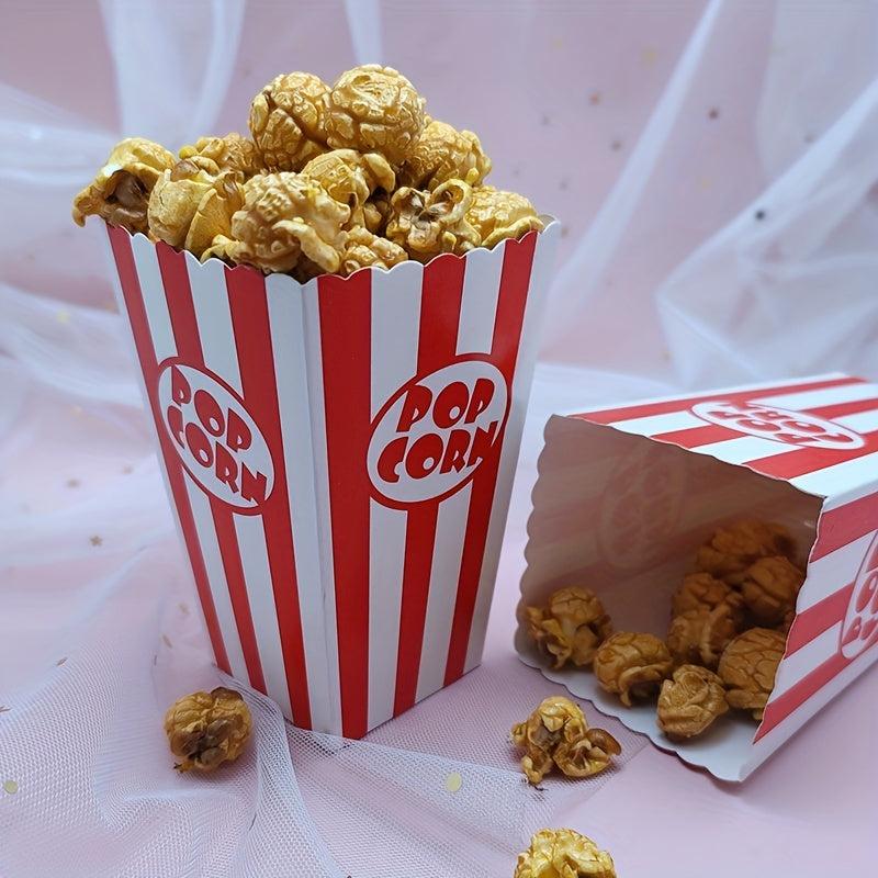 12pc Paper Popcorn Bags Red Strip For Parties Carnivals Movie Theaters