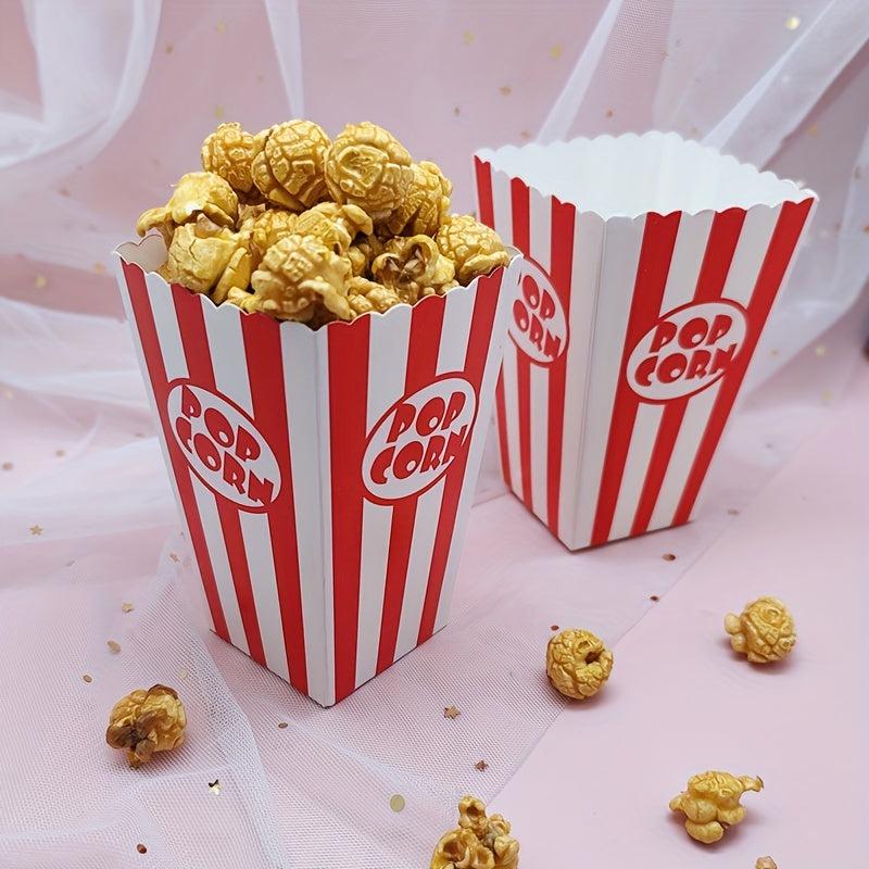 12pc Paper Popcorn Bags Red Strip For Parties Carnivals Movie Theaters
