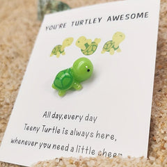 Turtley Awesome Pocket Turtle Hug Cheer Up Card & Mini Resin Sea Turtle Gift