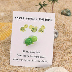 Turtley Awesome Pocket Turtle Hug Cheer Up Card & Mini Resin Sea Turtle Gift