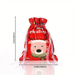 10PCS Christmas Drawstring Bags - Ideal for Parties & More