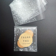 200pcs Translucent Dots Plastic Bags for Cookies Cupcakes Self Adhesive 10x7cm