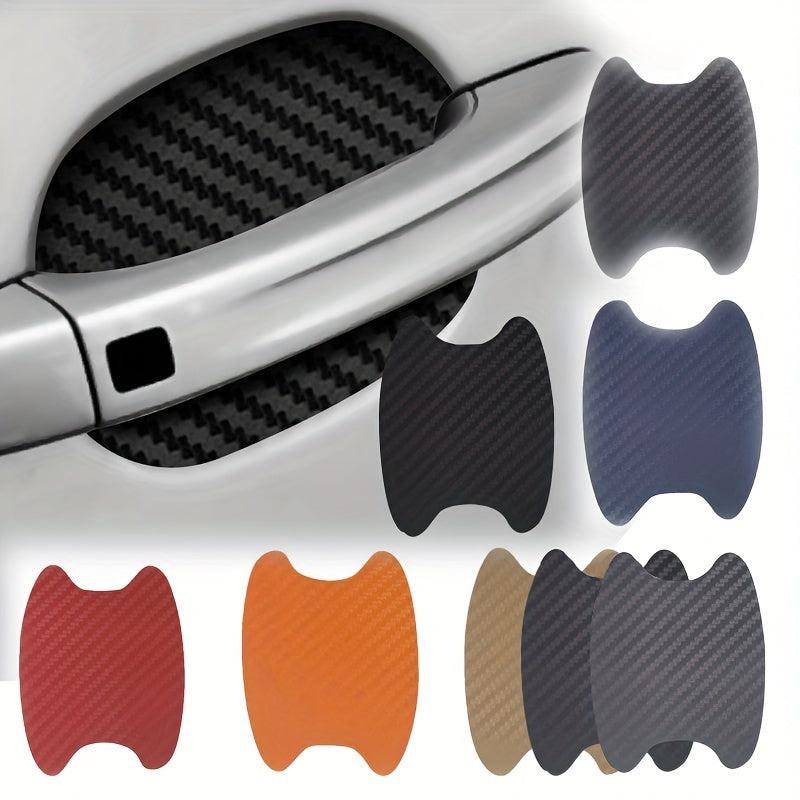 4pcs Car Door Handle Protectors Carbon Fiber Texture Scratch Waterproof Stickers