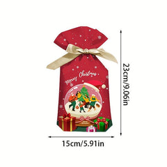 10pcs Christmas Drawstring Candy Gift Bags Ribbon Decorations Party Favors