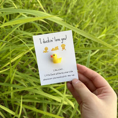 Ducking Love You Pocket Duck Hug Cheer Up Card with Mini Resin Duck
