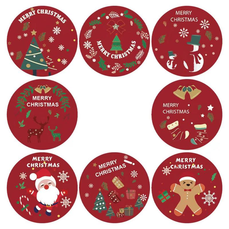 500 Merry Christmas Stickers DIY Gift Baking Package Envelope Decor