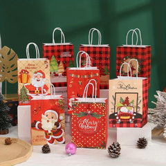 8pcs Christmas Santa Xmas Tree Candy Cookie Paper Bags - Christmas Gift Packing