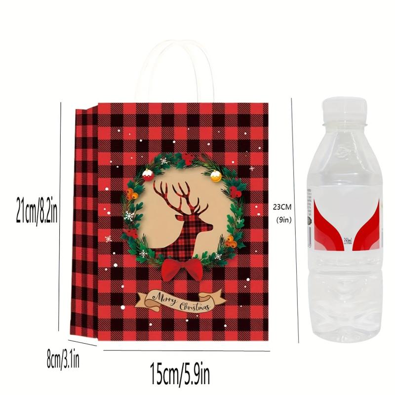 8pcs Christmas Santa Xmas Tree Candy Cookie Paper Bags - Christmas Gift Packing