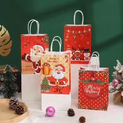 8pcs Christmas Santa Xmas Tree Candy Cookie Paper Bags - Christmas Gift Packing