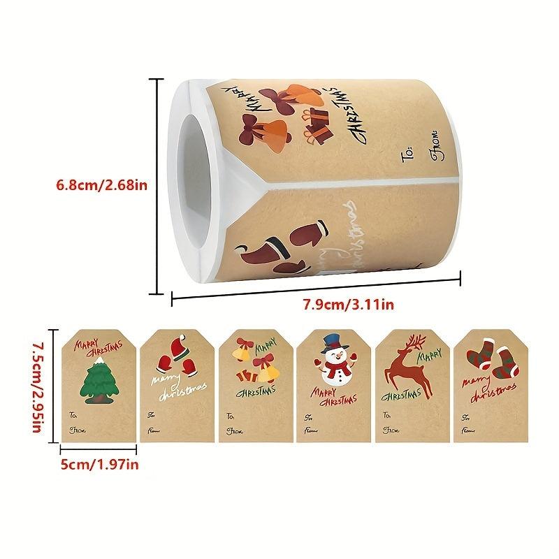250pcs Christmas Stickers Gift Seal Sticker Self-adhesive Label Decoration
