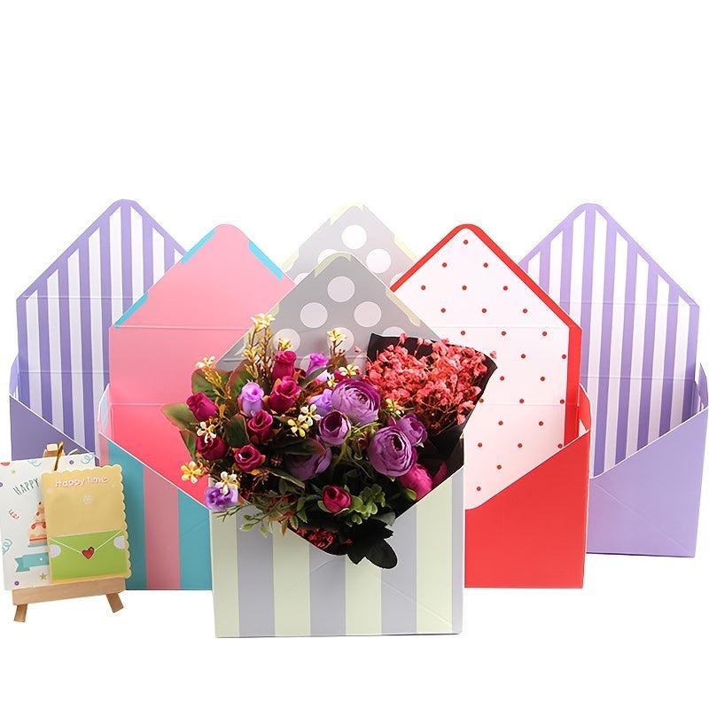 Romantic Envelope Stripe Flower Dot Bouquet Paper Packing Box Holder