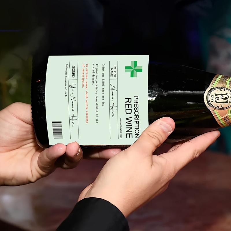 6pcs Funny Prescription Wine Label Christmas Novelty Bottle Label Stickers