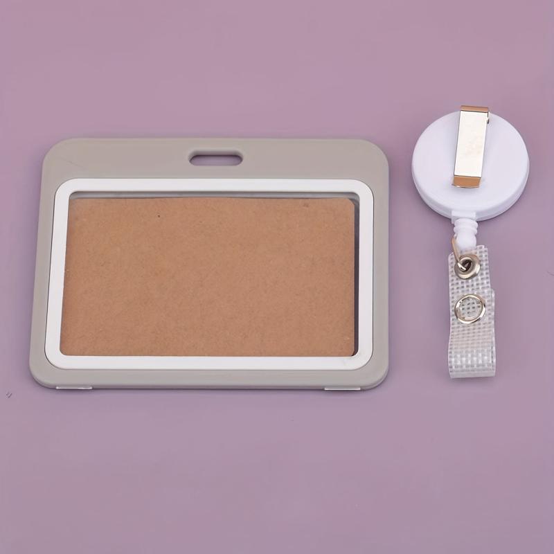 Horizontal Grid Leather Strip Work Tag Card Cover