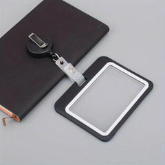 Horizontal Grid Leather Strip Work Tag Card Cover