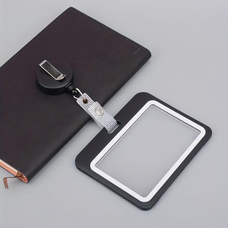 Horizontal Grid Leather Strip Work Tag Card Cover