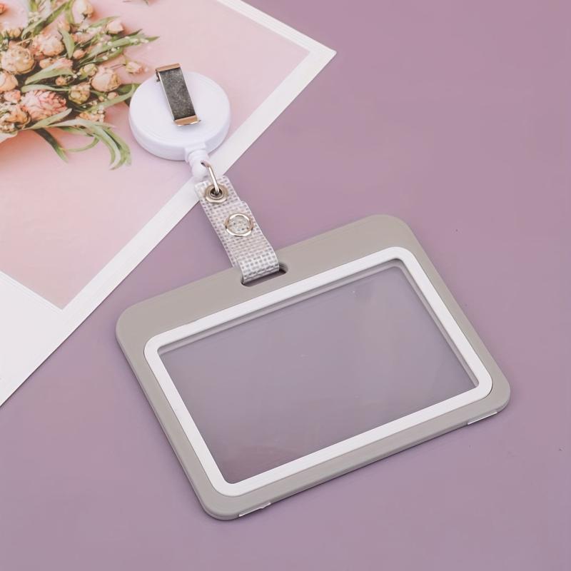 Horizontal Grid Leather Strip Work Tag Card Cover