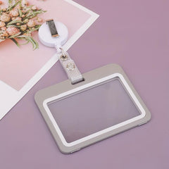 Horizontal Grid Leather Strip Work Tag Card Cover