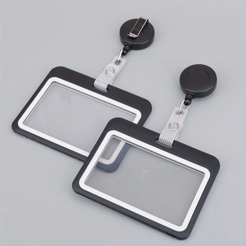 Horizontal Grid Leather Strip Work Tag Card Cover
