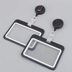 Horizontal Grid Leather Strip Work Tag Card Cover