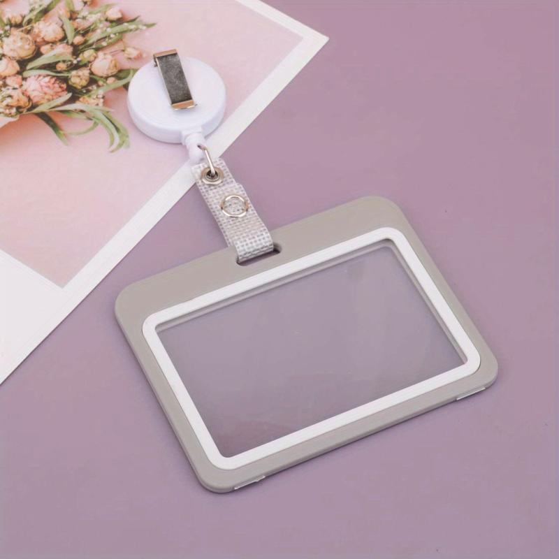 Horizontal Grid Leather Strip Work Tag Card Cover