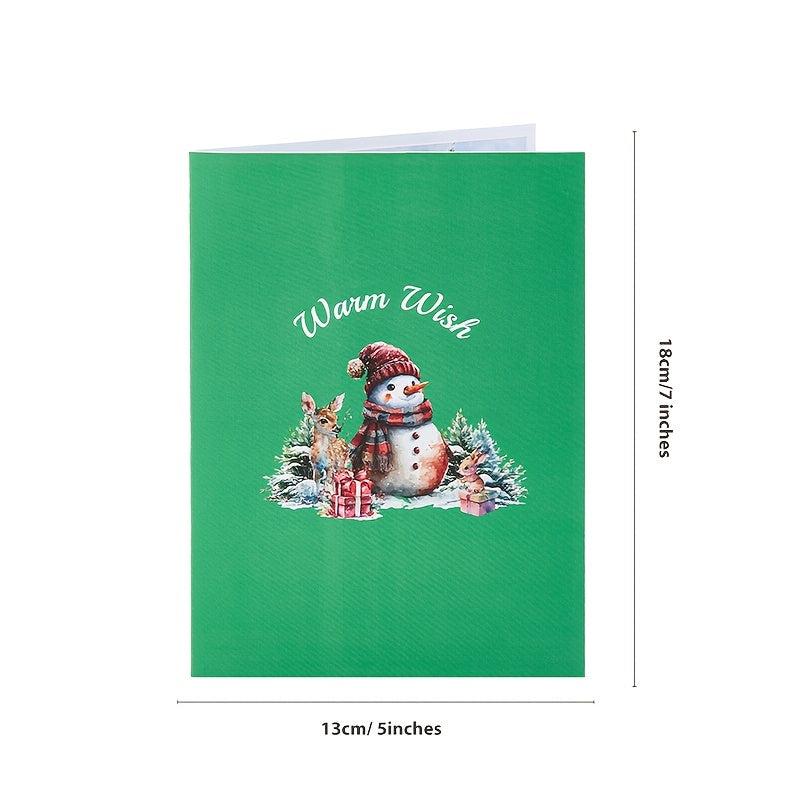 Merry Christmas Pop Up Card Warm Wish 3D Greeting Card Happy Year Gift