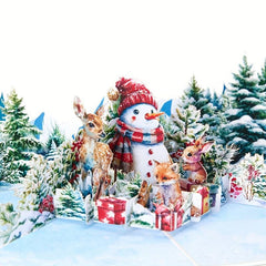 Merry Christmas Pop Up Card Warm Wish 3D Greeting Card Happy Year Gift
